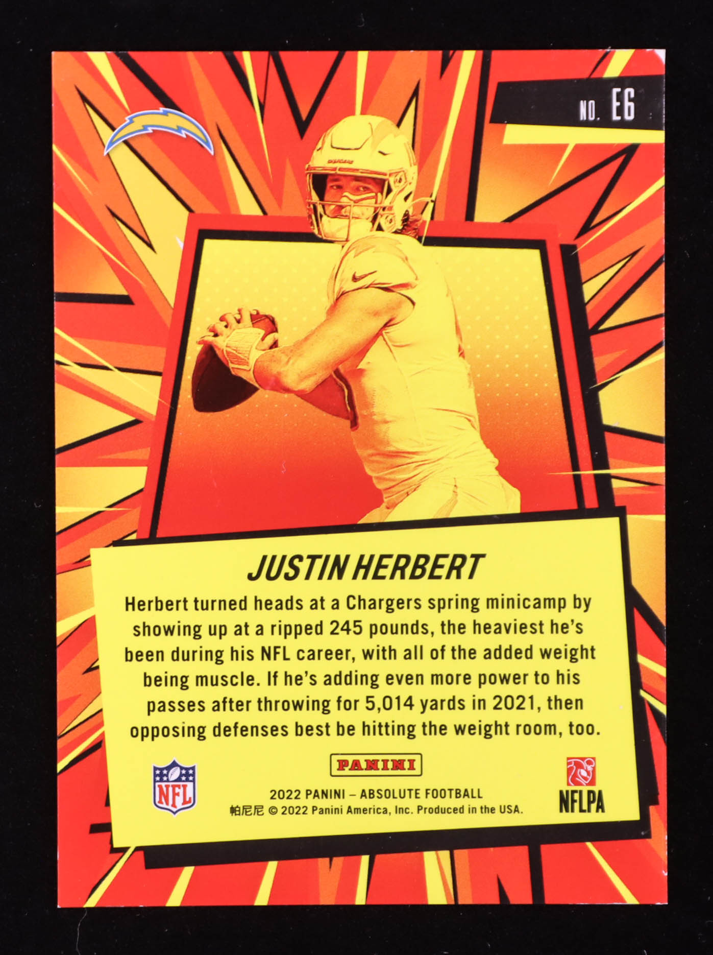 Justin Herbert 2022 Absolute Explosive #6 at PristineAuction.com Justin Herbert 2022 Absolute Explosive #6 at PristineAuction.com