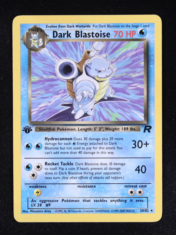 Dark Blastoise 2000 Pokemon Team Rocket 1st Edition #20 at PristineAuction.com Dark Blastoise 2000 Pokemon Team Rocket 1st Edition #20 at PristineAuction.com