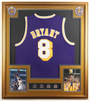 Kobe Bryant Custom Framed Jersey Display with (4) Championship Pins at PristineAuction.com