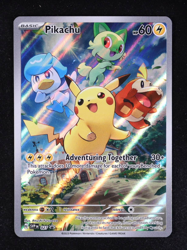 Pikachu 2023 Pokemon Scarlet & Violet Black Star EN Full Art Promo #27 at PristineAuction.com Pikachu 2023 Pokemon Scarlet & Violet Black Star EN Full Art Promo #27 at PristineAuction.com