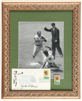 Jackie Robinson Dodgers Custom Framed Photo Display with Vintage Jackie Pin & First Day Issue Envelope at PristineAuction.com