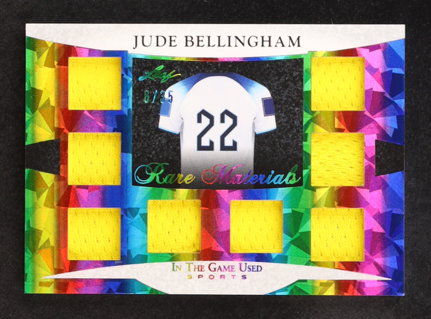 Jude Bellingham 2024 Leaf ITG Used Sports Rare Materials Octo Swatch Crystal Rainbow #RM15 #06/35 at PristineAuction.com Jude Bellingham 2024 Leaf ITG Used Sports Rare Materials Octo Swatch Crystal Rainbow #RM15 #06/35 at PristineAuction.com