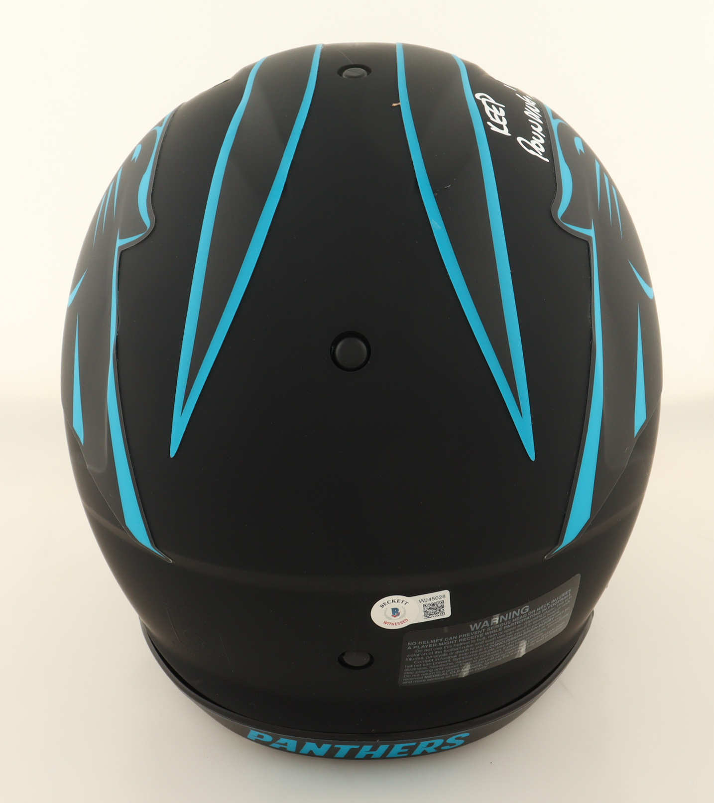 Luke Kuechly Signed Panthers Full-Size Authentic On-Field Eclipse Alternate Speed Helmet Inscribed "Keep Pounding!" (Beckett) at PristineAuction.com Luke Kuechly Signed Panthers Full-Size Authentic On-Field Eclipse Alternate Speed Helmet Inscribed "Keep Pounding!" (Beckett) at PristineAuction.com