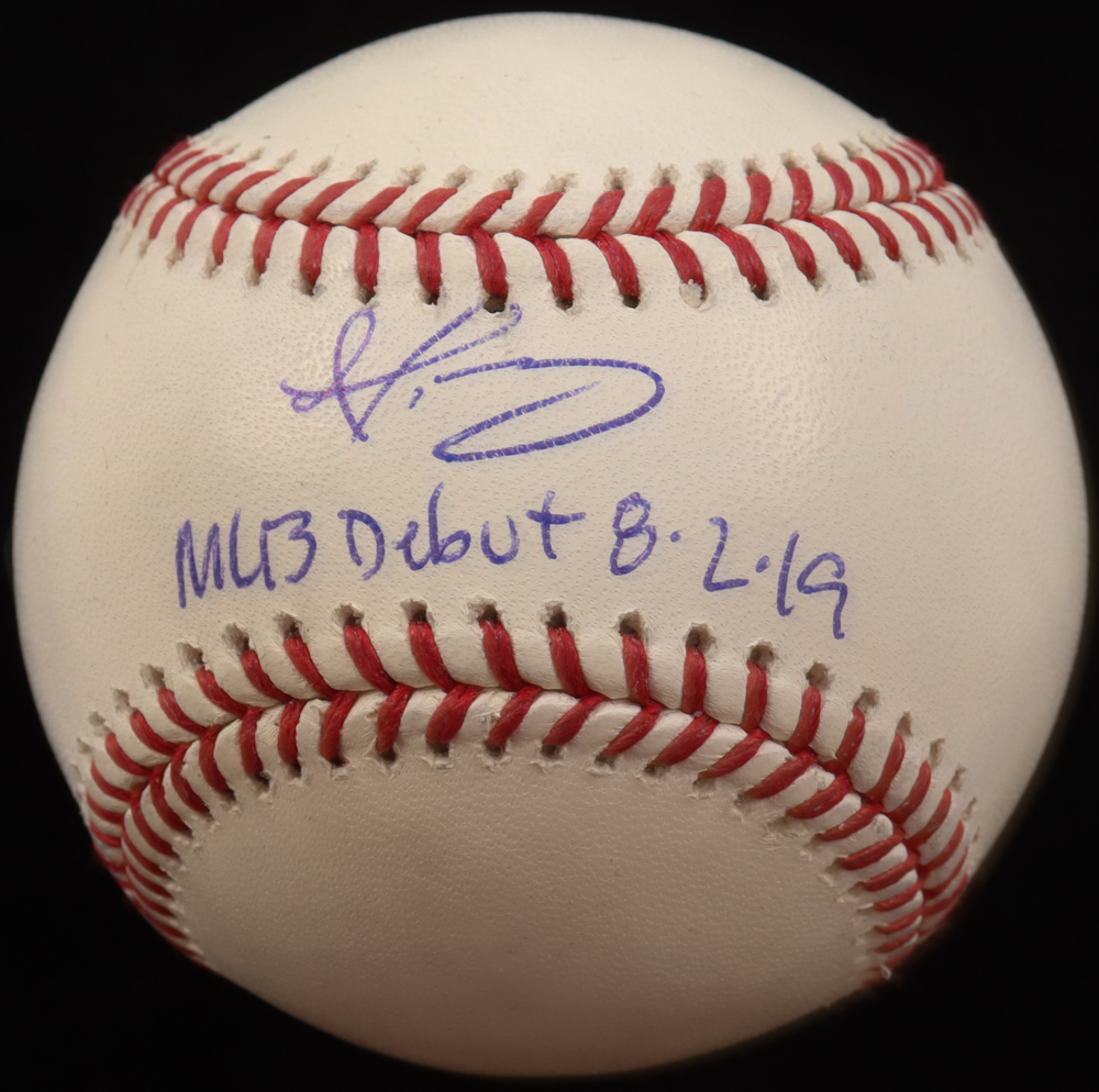 Dustin May Signed OML Baseball Inscribed "MLB Debut 8.2.19" (MLB & Fanatics) at PristineAuction.com Dustin May Signed OML Baseball Inscribed "MLB Debut 8.2.19" (MLB & Fanatics) at PristineAuction.com