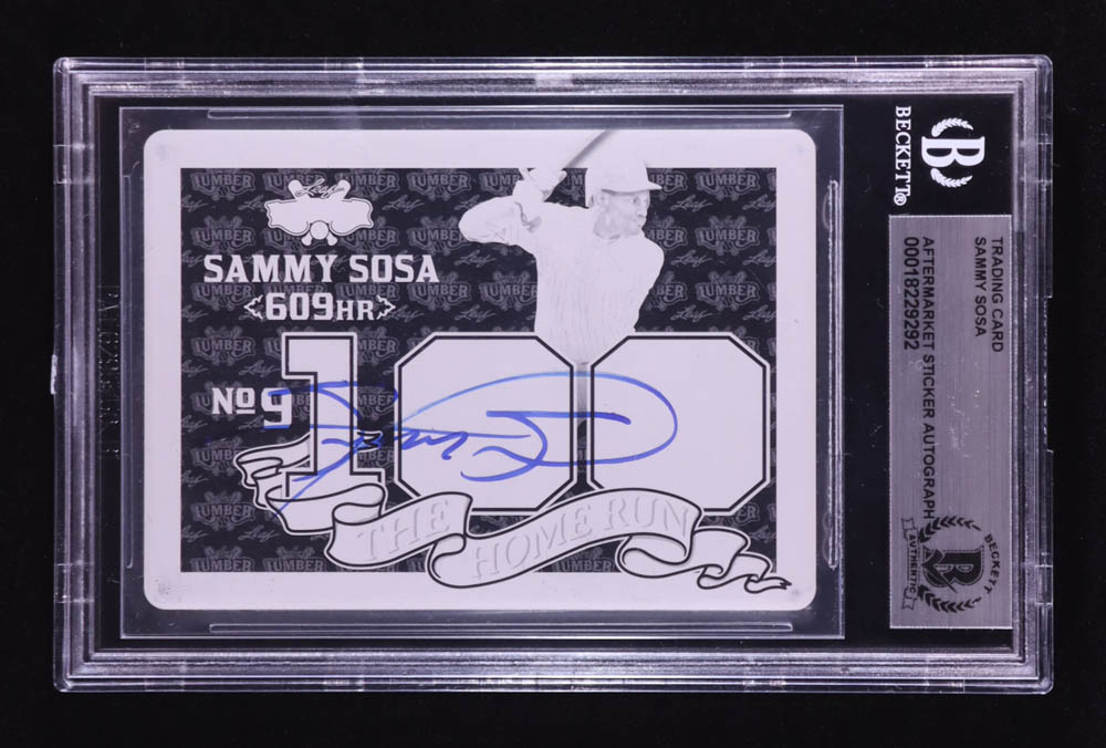 Sammy Sosa Signed 2024 Leaf Lumber The Home Run 100 Printing Plates Black #THR68 #1/1 (BGS) at PristineAuction.com Sammy Sosa Signed 2024 Leaf Lumber The Home Run 100 Printing Plates Black #THR68 #1/1 (BGS) at PristineAuction.com