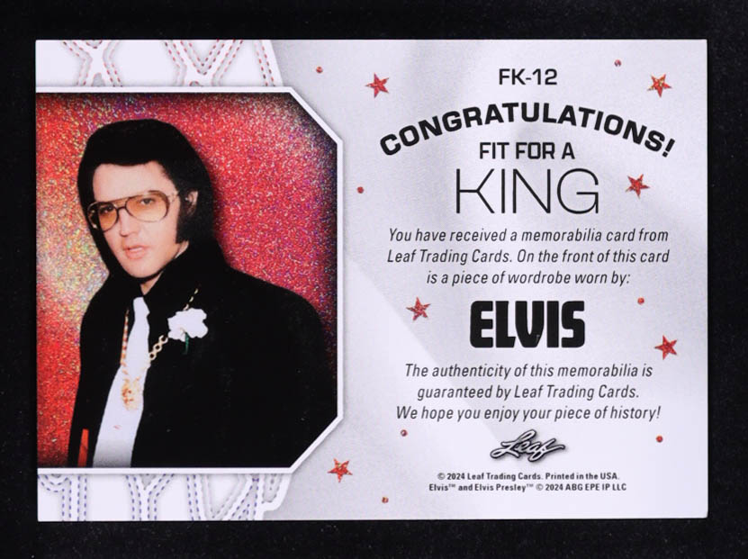 Elvis 2024 Leaf Fit For A King Patch #FK-12 #95/99 at PristineAuction.com Elvis 2024 Leaf Fit For A King Patch #FK-12 #95/99 at PristineAuction.com