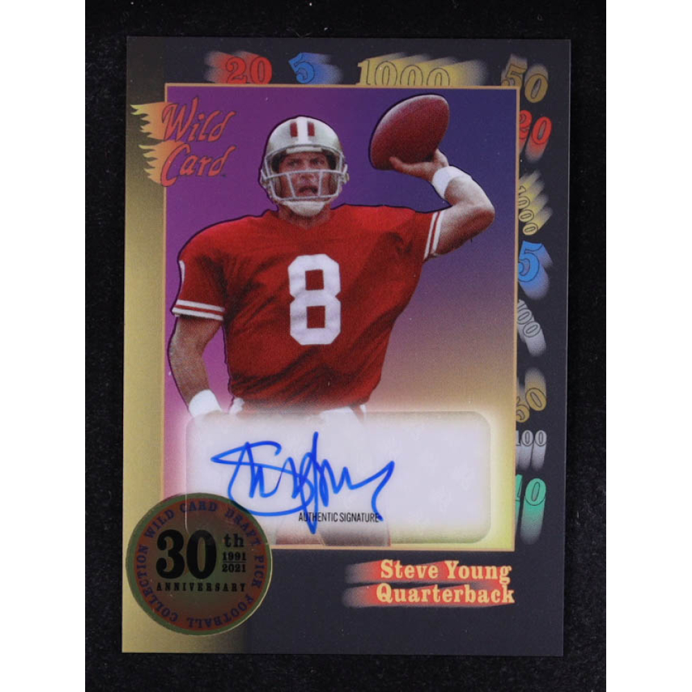 Steve Young 2021 Wild Card National Convention 30th Anniversary Black Autographs #30TH30 at PristineAuction.com