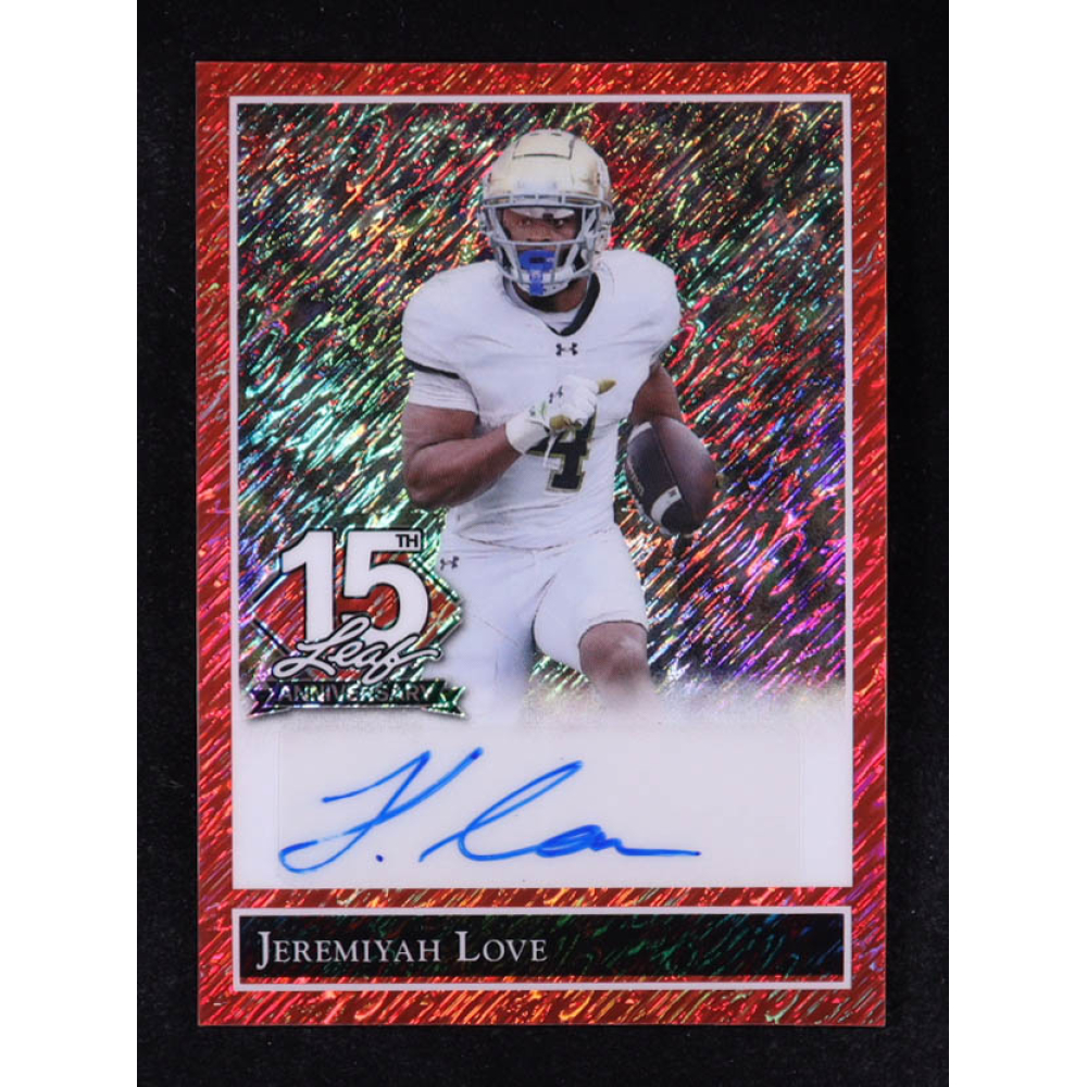 Jeremiyah Love 2025 Leaf 15th Anniversary Gold Leaf Stars Auto #92A-JL4 #1/1 at PristineAuction.com