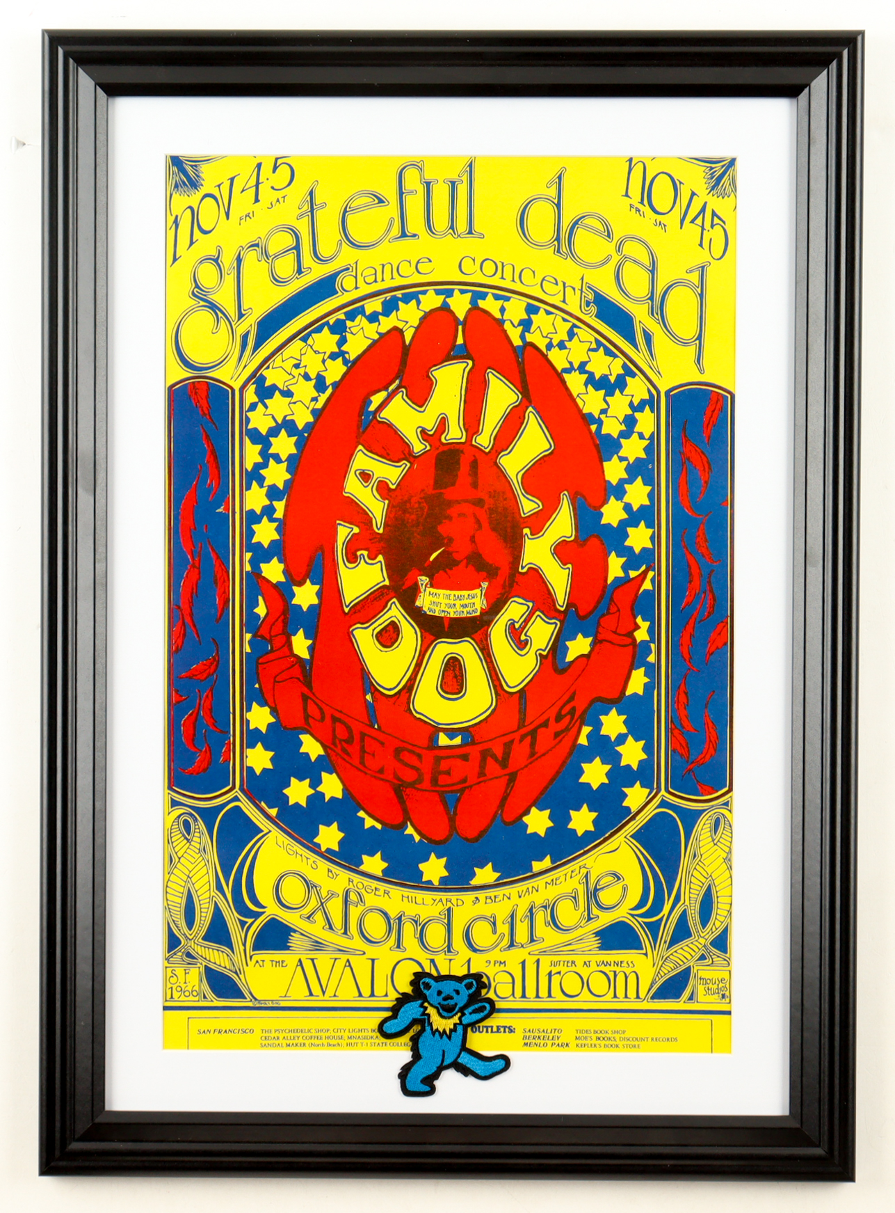 1966 "Grateful Dead" Avalon Ballroom Custom Framed Concert Poster Display with Grateful Dead Patch at PristineAuction.com 1966 "Grateful Dead" Avalon Ballroom Custom Framed Concert Poster Display with Grateful Dead Patch at PristineAuction.com