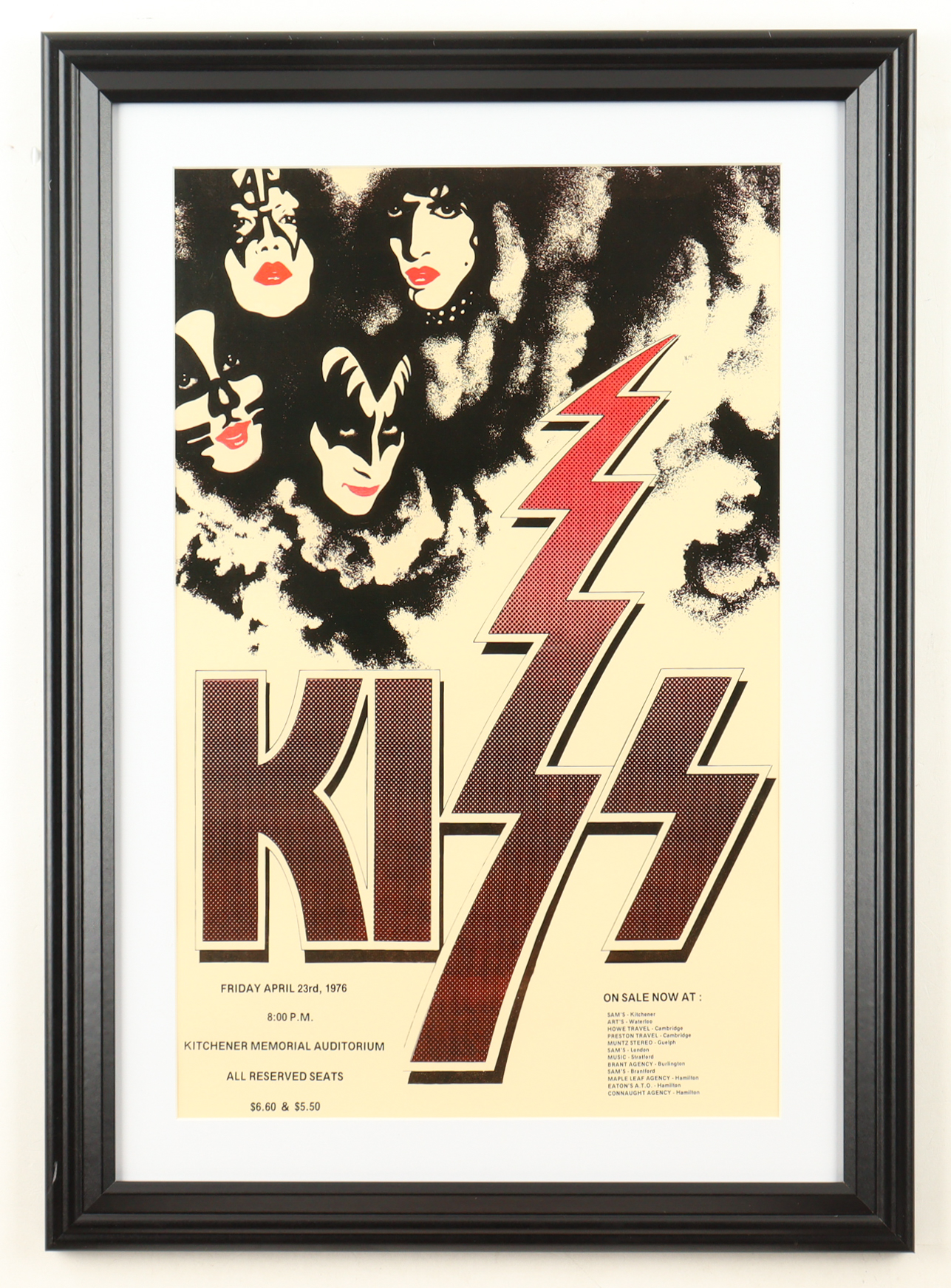 1976 "Kiss" Kitchener Memorial Auditorium Custom Framed Concert Poster Display at PristineAuction.com 1976 "Kiss" Kitchener Memorial Auditorium Custom Framed Concert Poster Display at PristineAuction.com