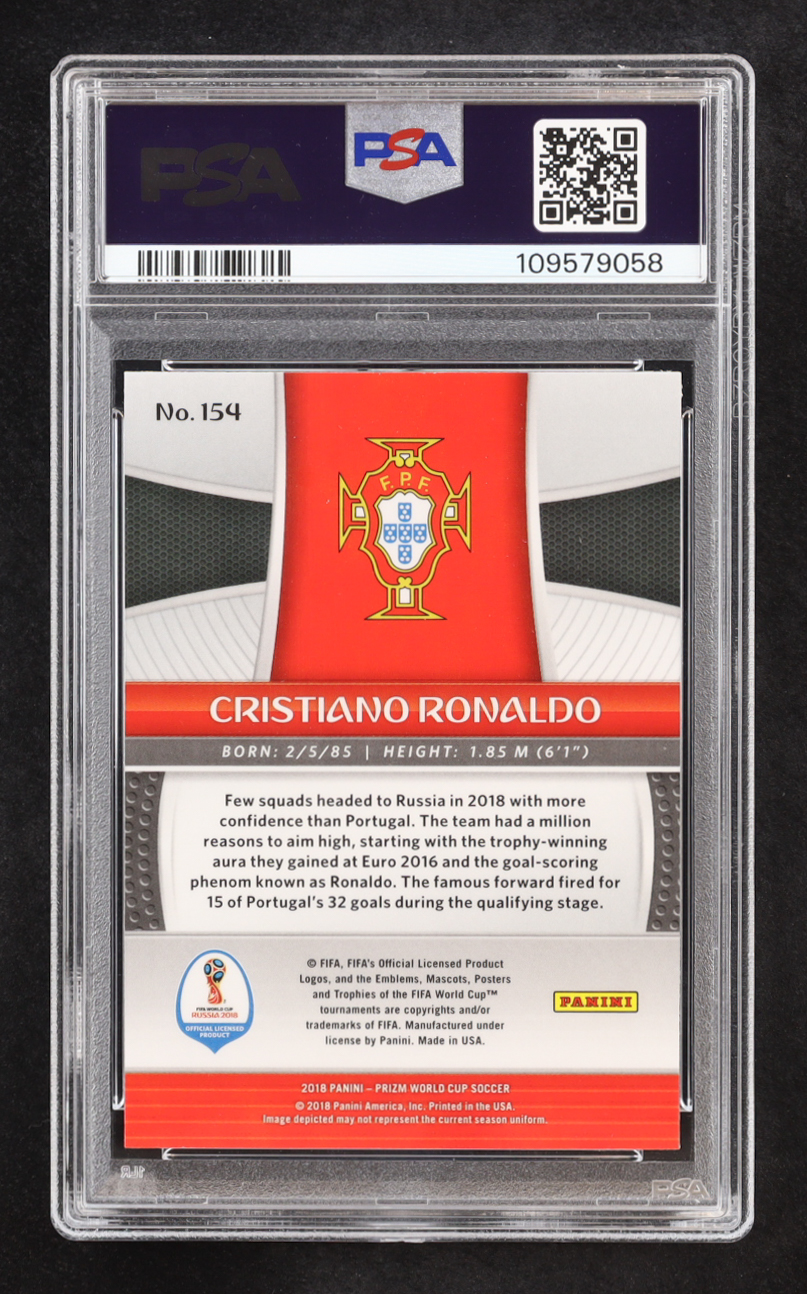 Cristiano Ronaldo 2018 Panini Prizm World Cup #154 (PSA 9) at PristineAuction.com Cristiano Ronaldo 2018 Panini Prizm World Cup #154 (PSA 9) at PristineAuction.com