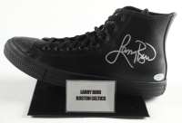 Larry Bird Signed Converse Basketball Shoe With Name Plaque Display Stand (PSA) at PristineAuction.com