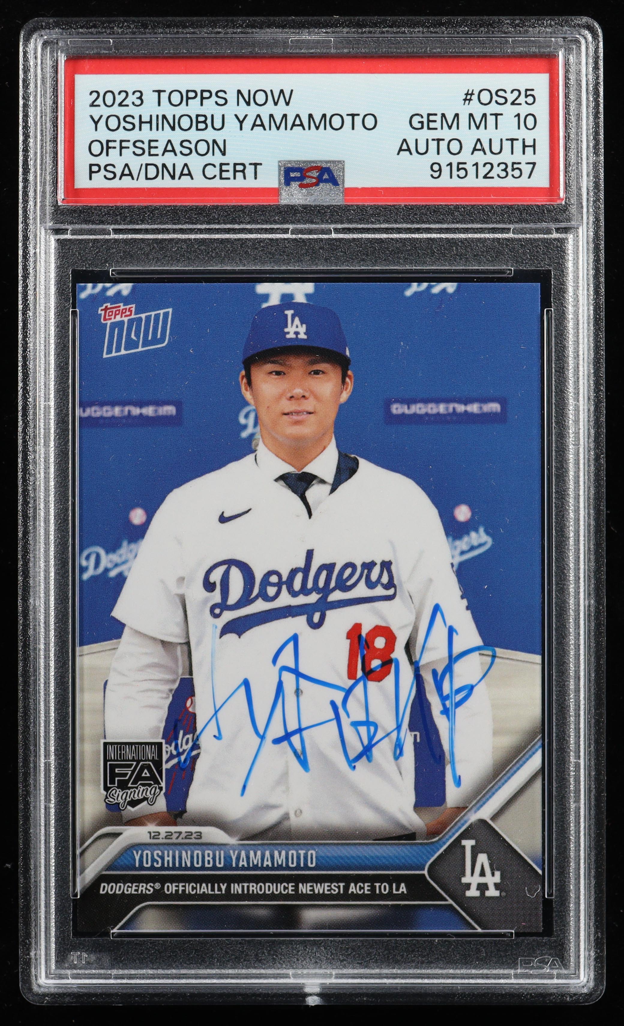 Yoshinobu Yamamoto Signed 2023 Topps Now Offseason #OS25 RC (PSA 10) at PristineAuction.com Yoshinobu Yamamoto Signed 2023 Topps Now Offseason #OS25 RC (PSA 10) at PristineAuction.com