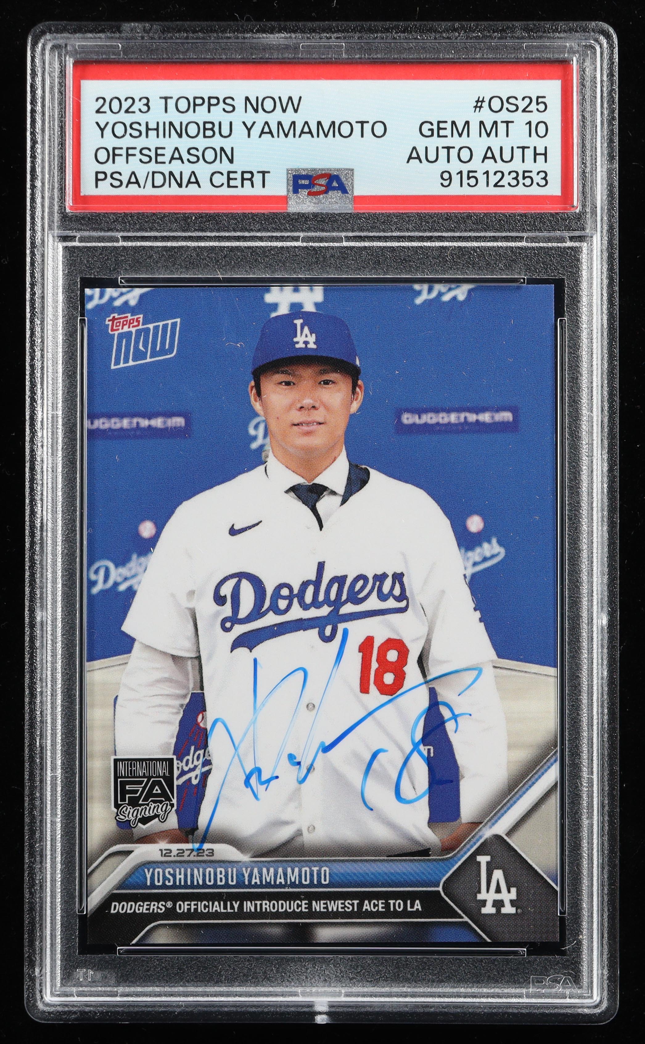 Yoshinobu Yamamoto Signed 2023 Topps Now Offseason #OS25 RC (PSA 10) at PristineAuction.com Yoshinobu Yamamoto Signed 2023 Topps Now Offseason #OS25 RC (PSA 10) at PristineAuction.com