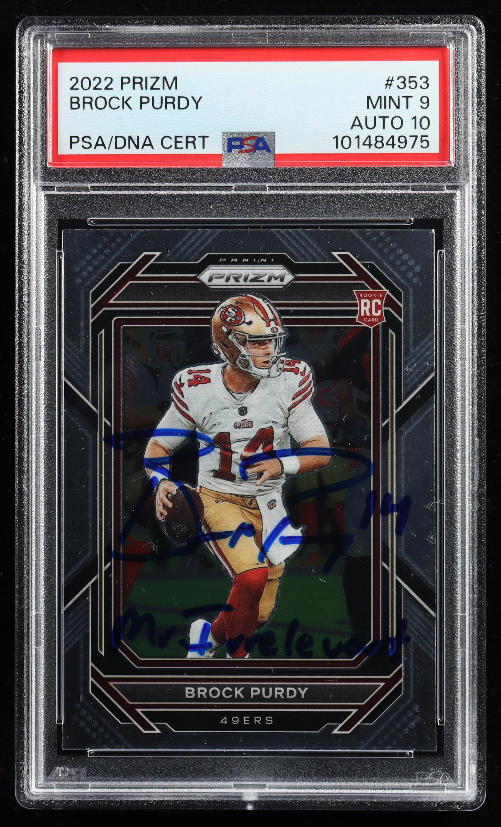 Brock Purdy Signed 2022 Panini Prizm #353 RC (PSA 9 | Auto 10) at PristineAuction.com Brock Purdy Signed 2022 Panini Prizm #353 RC (PSA 9 | Auto 10) at PristineAuction.com