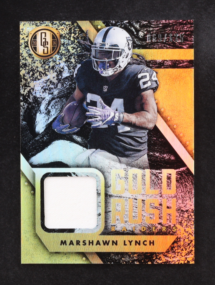 Marshawn Lynch 2018 Panini Gold Standard Gold Rush Materials #7 #069/125 at PristineAuction.com Marshawn Lynch 2018 Panini Gold Standard Gold Rush Materials #7 #069/125 at PristineAuction.com