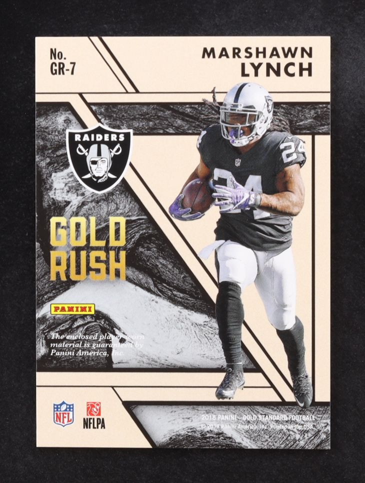 Marshawn Lynch 2018 Panini Gold Standard Gold Rush Materials #7 #069/125 at PristineAuction.com Marshawn Lynch 2018 Panini Gold Standard Gold Rush Materials #7 #069/125 at PristineAuction.com