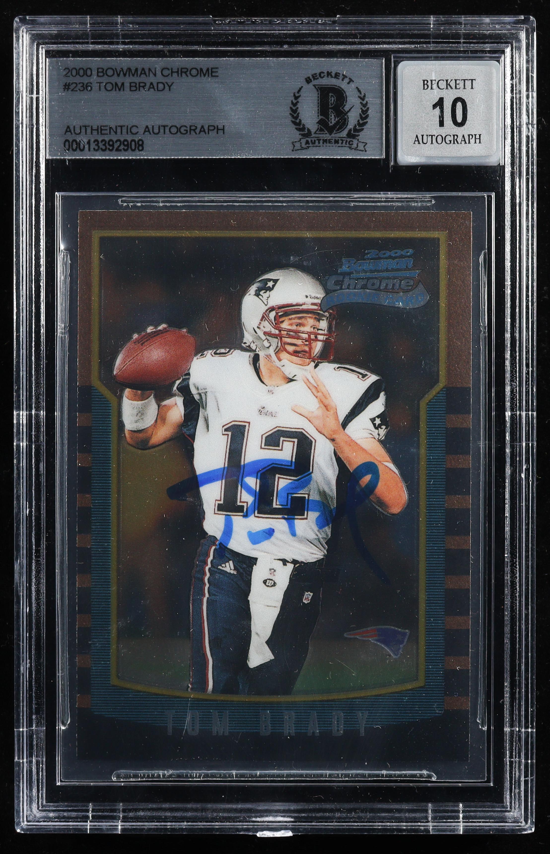 Tom Brady Signed 2000 Bowman Chrome #236 RC (BGS | Auto 10) at PristineAuction.com Tom Brady Signed 2000 Bowman Chrome #236 RC (BGS | Auto 10) at PristineAuction.com