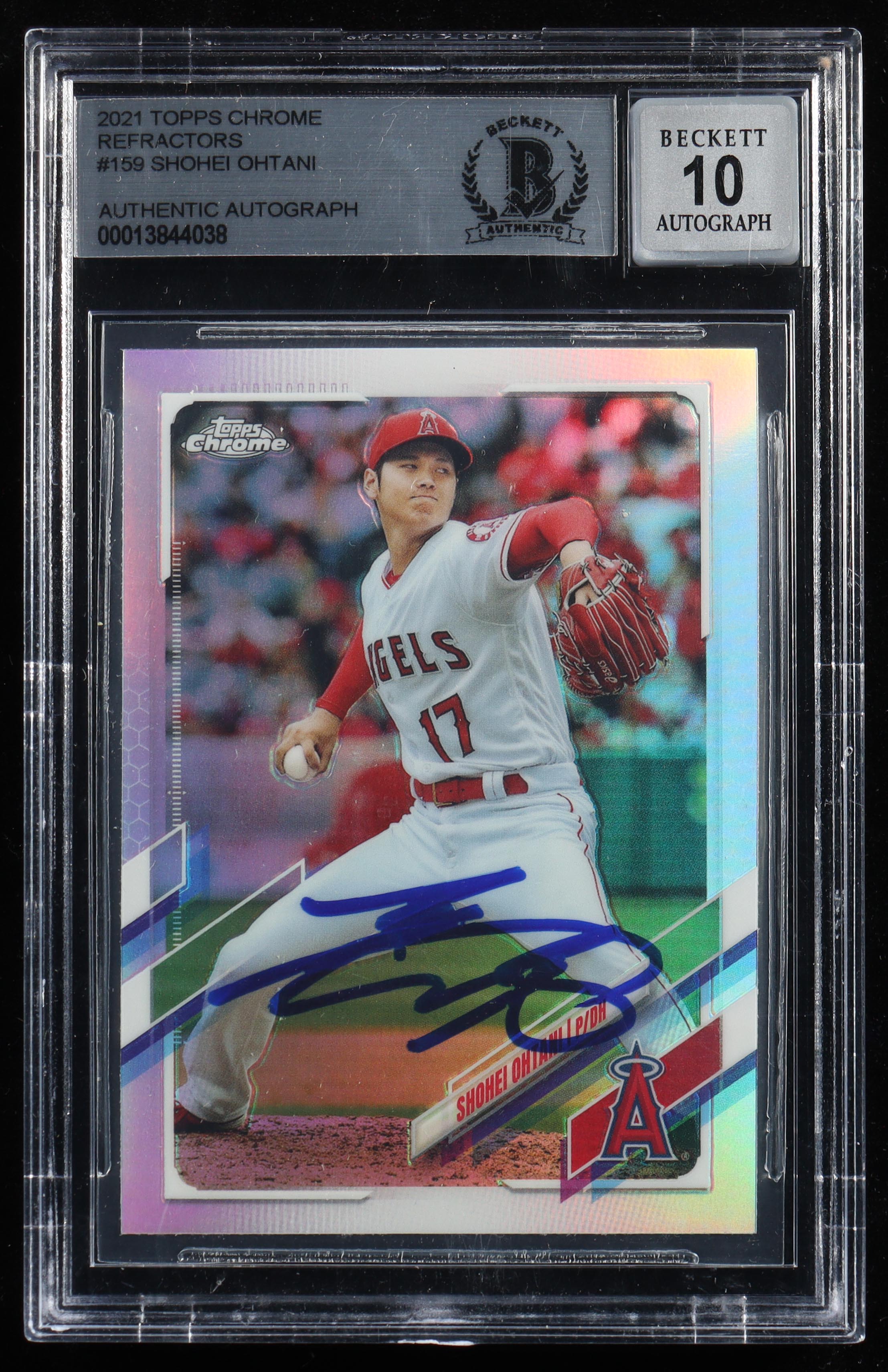 Shohei Ohtani Signed 2021 Topps Chrome Refractor #159 (BGS | Auto 10) at PristineAuction.com Shohei Ohtani Signed 2021 Topps Chrome Refractor #159 (BGS | Auto 10) at PristineAuction.com