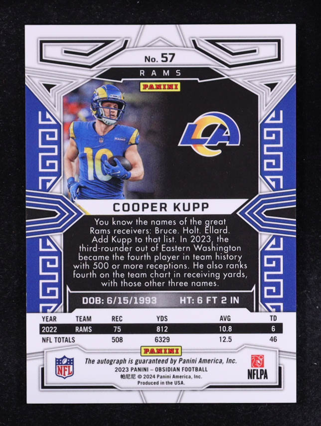 Cooper Kupp 2023 Panini Obsidian Signatures #57 at PristineAuction.com Cooper Kupp 2023 Panini Obsidian Signatures #57 at PristineAuction.com