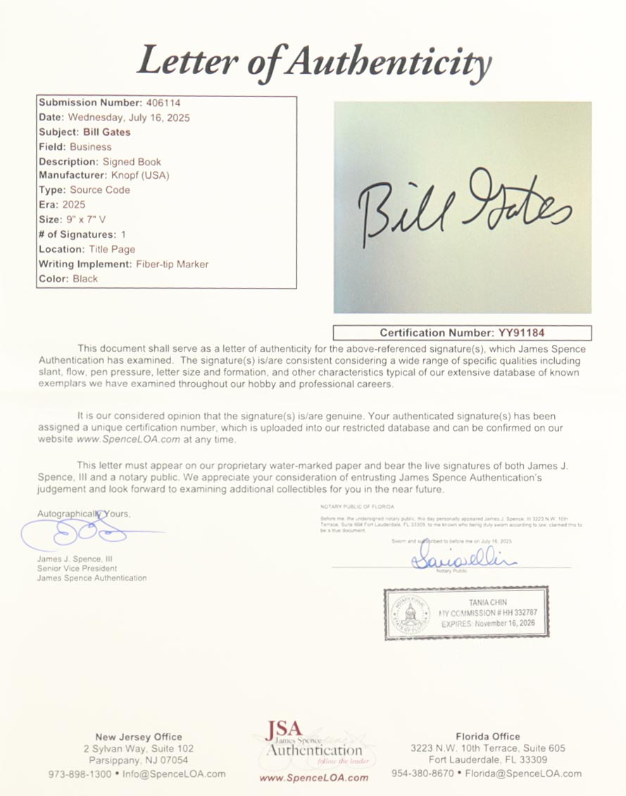 Bill Gates Signed "Source Code: My Beginnings" Hardcover Book (JSA) at PristineAuction.com Bill Gates Signed "Source Code: My Beginnings" Hardcover Book (JSA) at PristineAuction.com