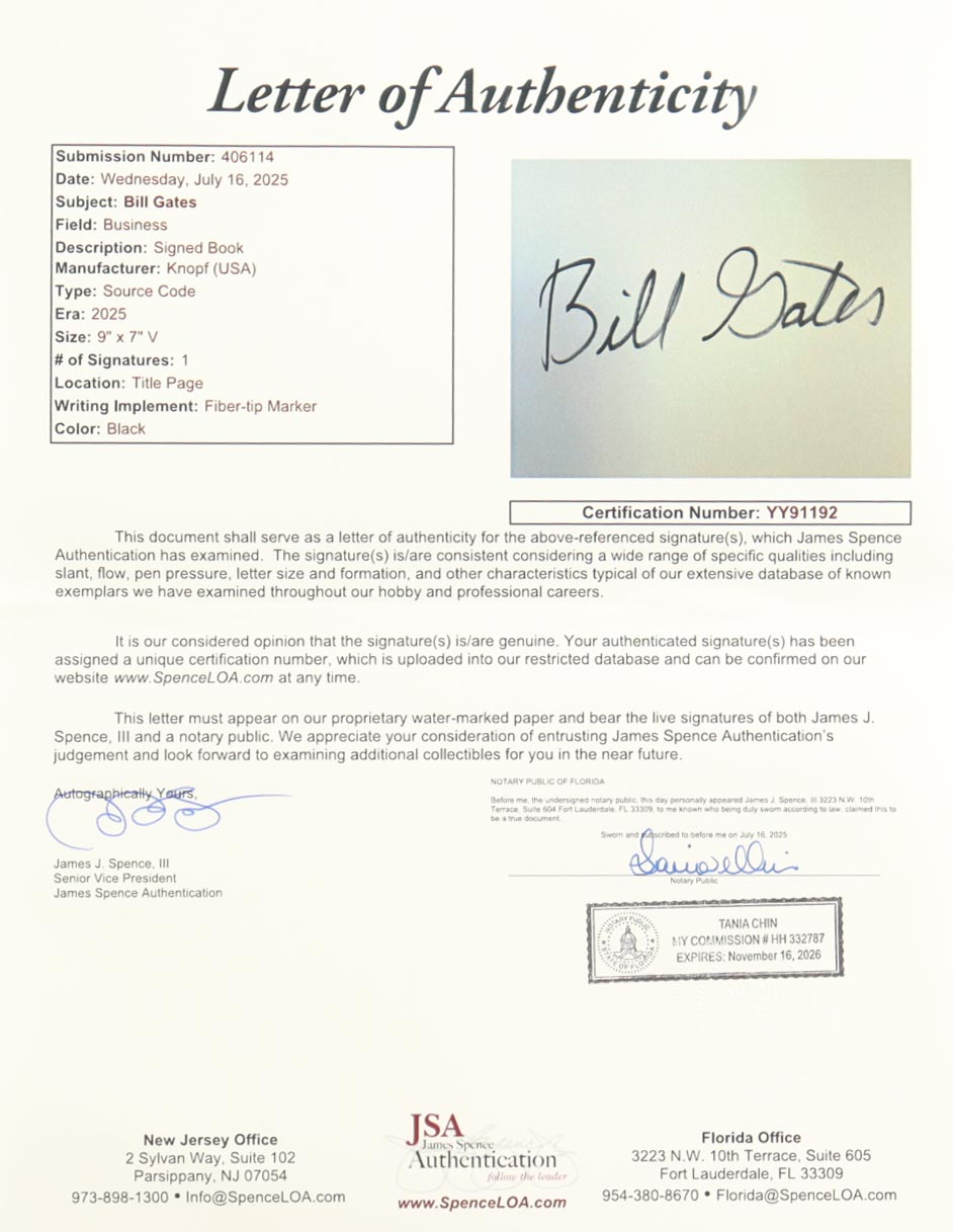 Bill Gates Signed "Source Code: My Beginnings" Hardcover Book (JSA) at PristineAuction.com Bill Gates Signed "Source Code: My Beginnings" Hardcover Book (JSA) at PristineAuction.com