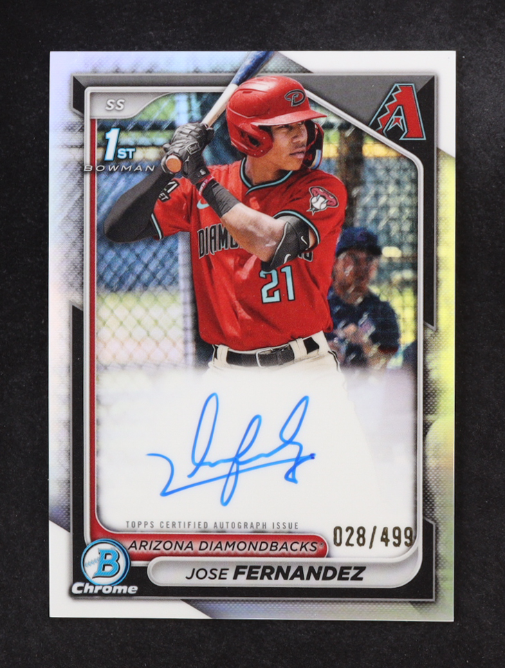 Jose Fernandez 2024 Bowman Chrome Prospect Autographs Refractors #CPAJF #028/499 at PristineAuction.com Jose Fernandez 2024 Bowman Chrome Prospect Autographs Refractors #CPAJF #028/499 at PristineAuction.com