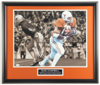 Earl Campbell Signed Texas Longhorns Custom Framed Photo Display Inscribed "HT 77" (JSA) at PristineAuction.com