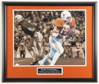 Earl Campbell Signed Texas Longhorns Custom Framed Photo Display Inscribed "HT77" (JSA) at PristineAuction.com