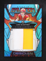Luke McCaffrey 2024 Panini Obsidian Rookie Eruption Materials Blue #31 #20/25 RC at PristineAuction.com