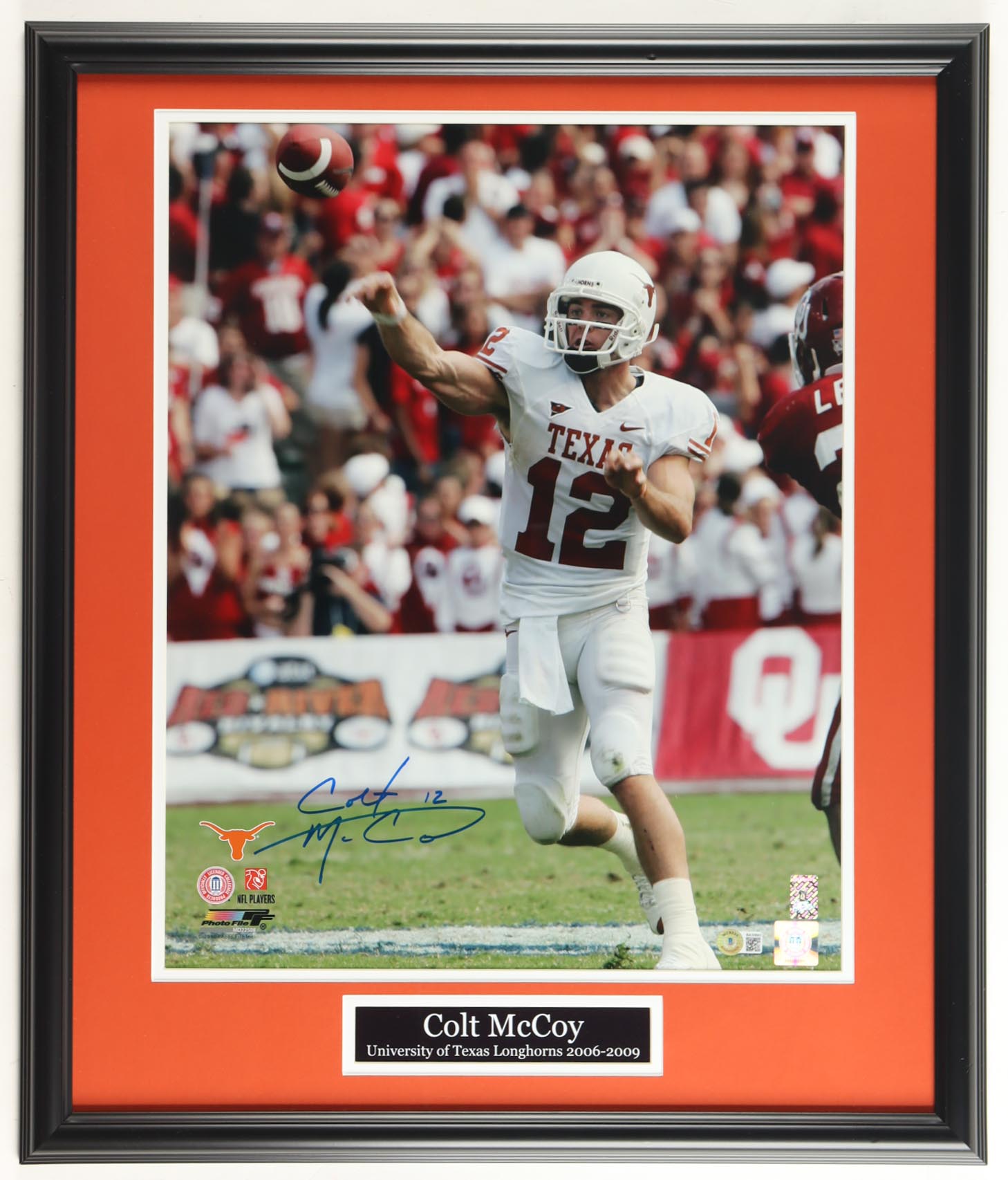 Colt McCoy Signed Texas Longhorns Custom Framed Photo Display (McCoy & Beckett) at PristineAuction.com Colt McCoy Signed Texas Longhorns Custom Framed Photo Display (McCoy & Beckett) at PristineAuction.com