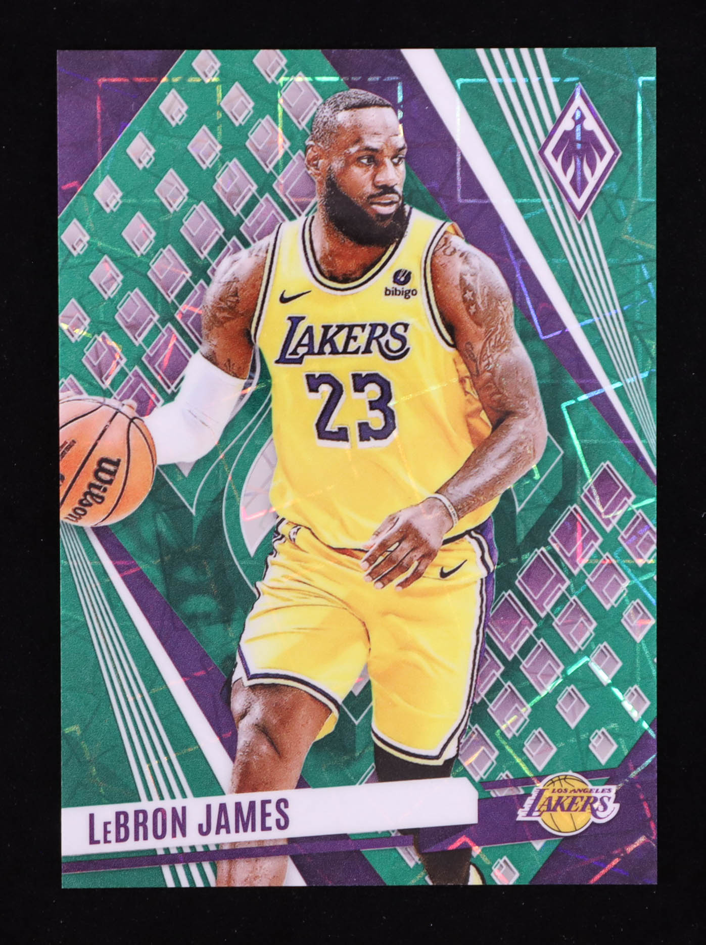 LeBron James 2023-24 Panini Phoenix Green Lazer #211 #90/175 at PristineAuction.com LeBron James 2023-24 Panini Phoenix Green Lazer #211 #90/175 at PristineAuction.com
