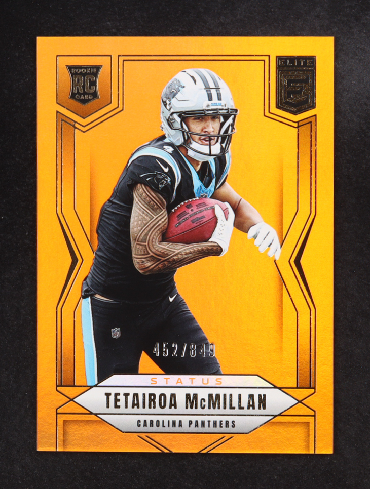 Tetairoa McMillan 2025 Elite Status Metallic Orange #128 #452/849 RC at PristineAuction.com Tetairoa McMillan 2025 Elite Status Metallic Orange #128 #452/849 RC at PristineAuction.com