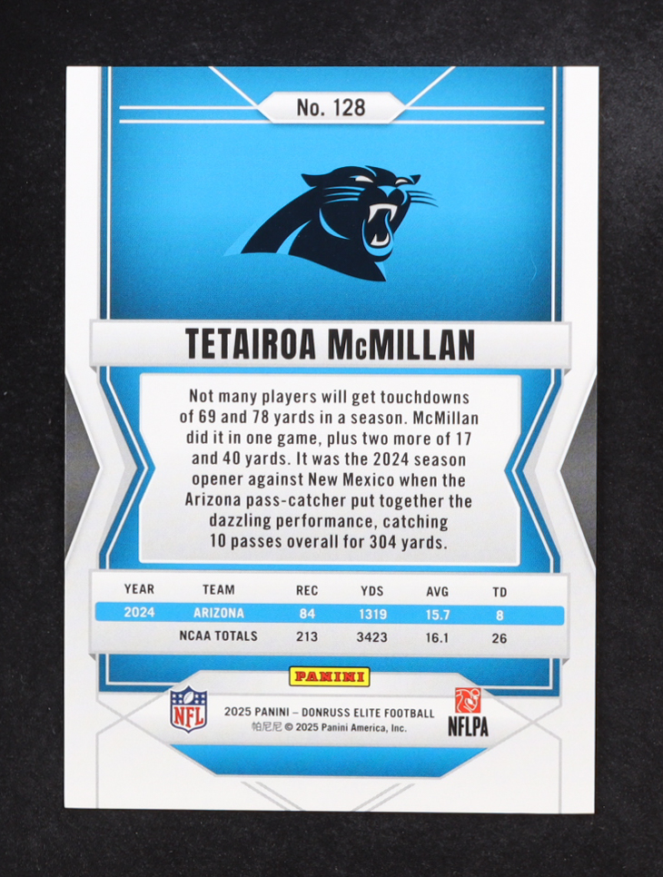 Tetairoa McMillan 2025 Elite Status Metallic Orange #128 #452/849 RC at PristineAuction.com Tetairoa McMillan 2025 Elite Status Metallic Orange #128 #452/849 RC at PristineAuction.com