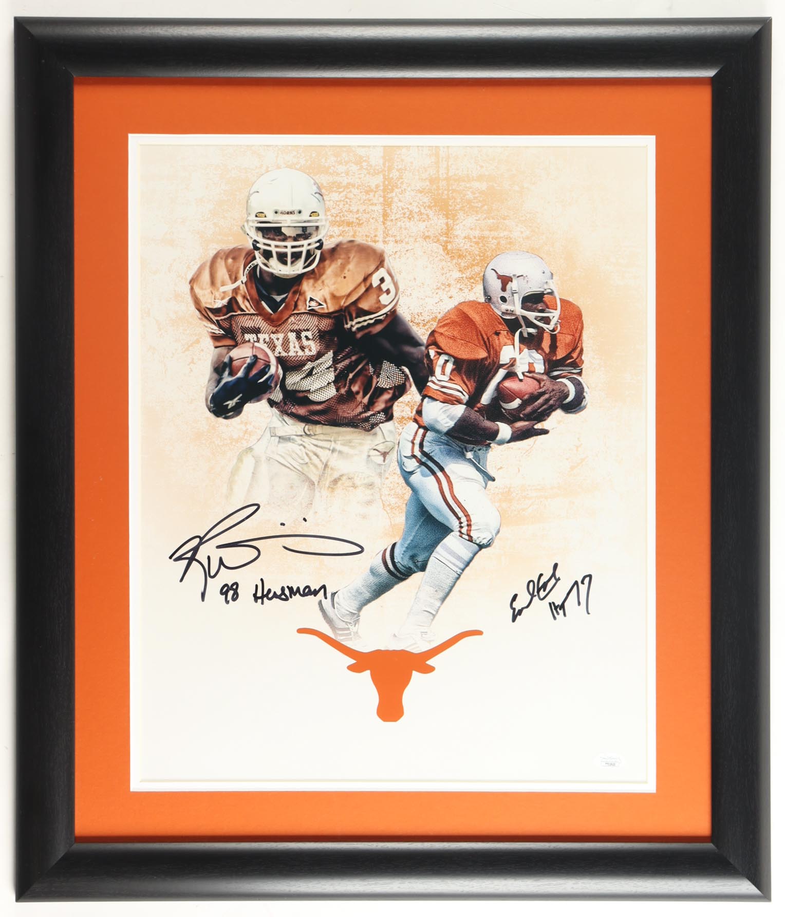 Earl Campbell & Ricky Williams Signed Texas Longhorns Custom Framed Photo Display Inscribed "HT77" & "98 Heisman" (JSA) at PristineAuction.com Earl Campbell & Ricky Williams Signed Texas Longhorns Custom Framed Photo Display Inscribed "HT77" & "98 Heisman" (JSA) at PristineAuction.com