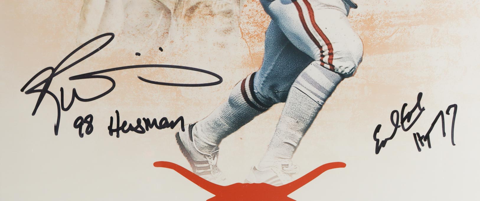 Earl Campbell & Ricky Williams Signed Texas Longhorns Custom Framed Photo Display Inscribed "HT77" & "98 Heisman" (JSA) at PristineAuction.com Earl Campbell & Ricky Williams Signed Texas Longhorns Custom Framed Photo Display Inscribed "HT77" & "98 Heisman" (JSA) at PristineAuction.com