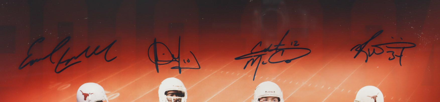 Texas Longhorns Custom Framed Photo Display Signed By (4) with Earl Campbell, Ricky Williams, Vince Young & Colt McCoy (Fiterman Sports & JSA) at PristineAuction.com Texas Longhorns Custom Framed Photo Display Signed By (4) with Earl Campbell, Ricky Williams, Vince Young & Colt McCoy (Fiterman Sports & JSA) at PristineAuction.com