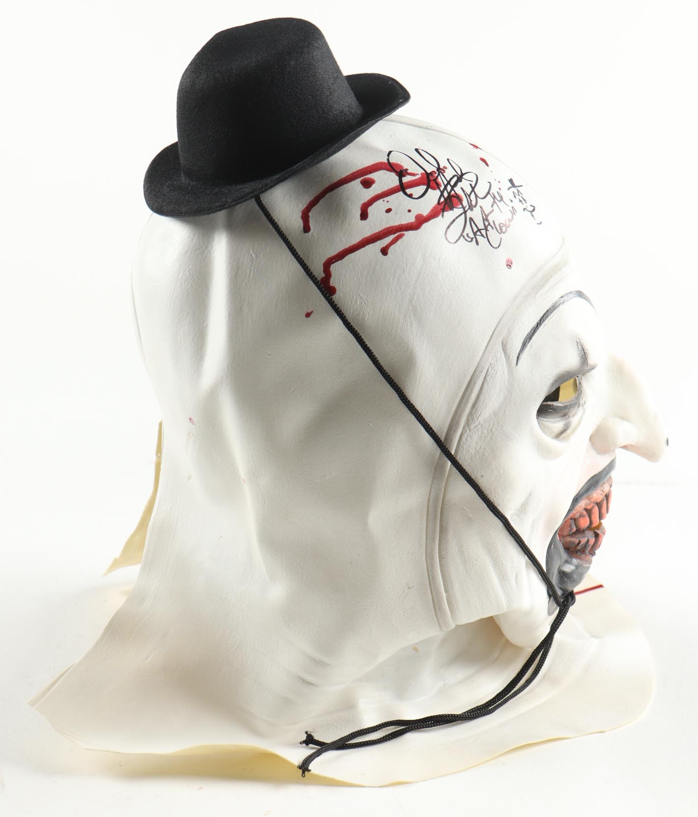 David Howard Thornton Signed "Terrifier" Art the Clown Mask Inscribed "Art the Clown" with Hand-Drawn Sketch (JSA) at PristineAuction.com David Howard Thornton Signed "Terrifier" Art the Clown Mask Inscribed "Art the Clown" with Hand-Drawn Sketch (JSA) at PristineAuction.com