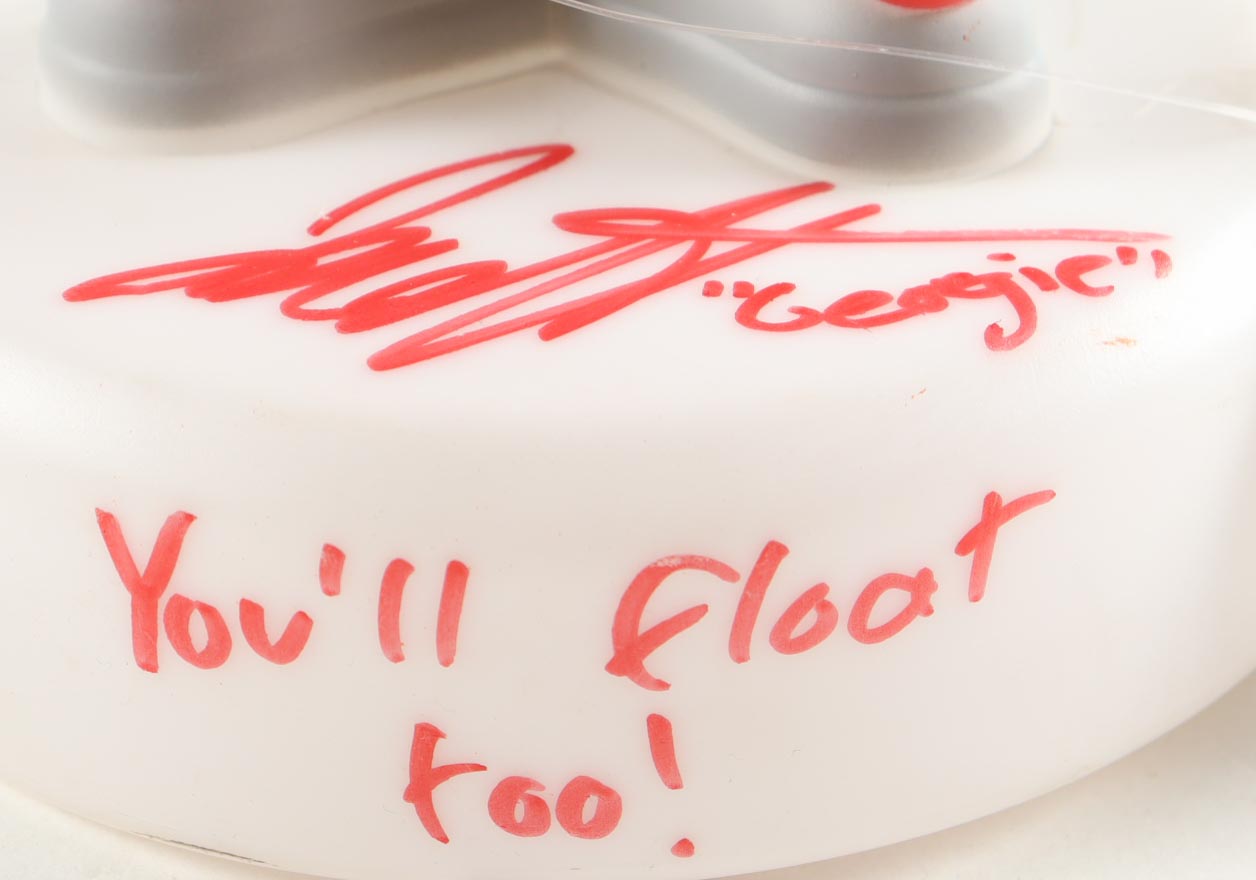 Jackson Robert Scott Signed "IT" Pennywise Character Lamp Inscribed "Georgie/ You'll Float Too!" (JSA) at PristineAuction.com Jackson Robert Scott Signed "IT" Pennywise Character Lamp Inscribed "Georgie/ You'll Float Too!" (JSA) at PristineAuction.com