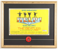1965 Original The Beatles "HELP!" Custom Framed Photo Display with Vintage Beatles Lapel Pin at PristineAuction.com