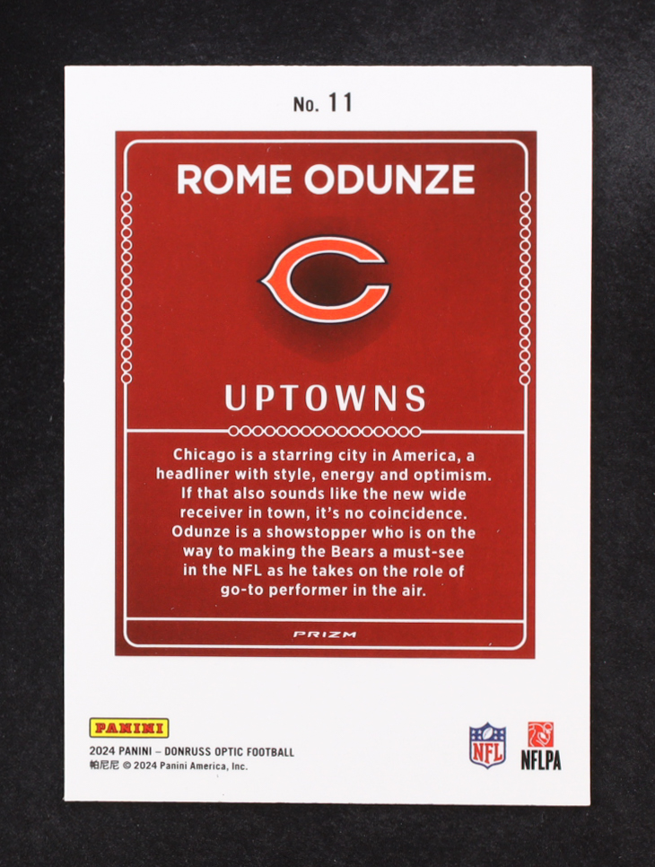 Rome Odunze 2024 Donruss Optic Uptowns #11 RC at PristineAuction.com Rome Odunze 2024 Donruss Optic Uptowns #11 RC at PristineAuction.com