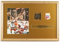 "The Miracle on Ice Team USA" Custom Framed Photo Display with Brass Olympic Emblem and Olympics Patch at PristineAuction.com