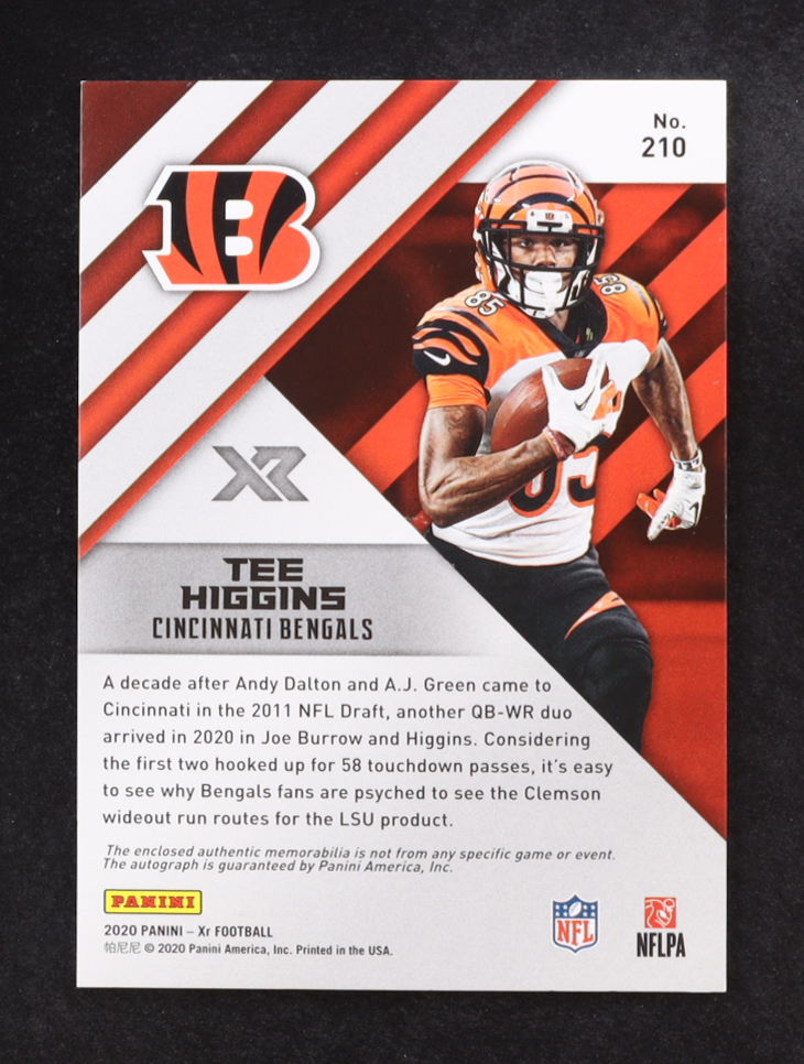 Tee Higgins 2020 Panini XR JSY AU #210 #038/149 RC at PristineAuction.com Tee Higgins 2020 Panini XR JSY AU #210 #038/149 RC at PristineAuction.com