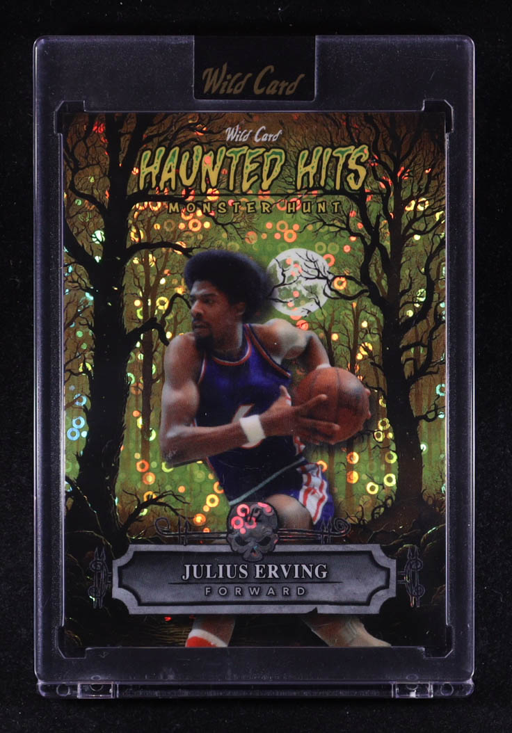 Julius Erving 2025 Wild Card Haunted Hits Monster Hunt Woods Yellow Donut Circles #HHW-JE #1/2 at PristineAuction.com Julius Erving 2025 Wild Card Haunted Hits Monster Hunt Woods Yellow Donut Circles #HHW-JE #1/2 at PristineAuction.com