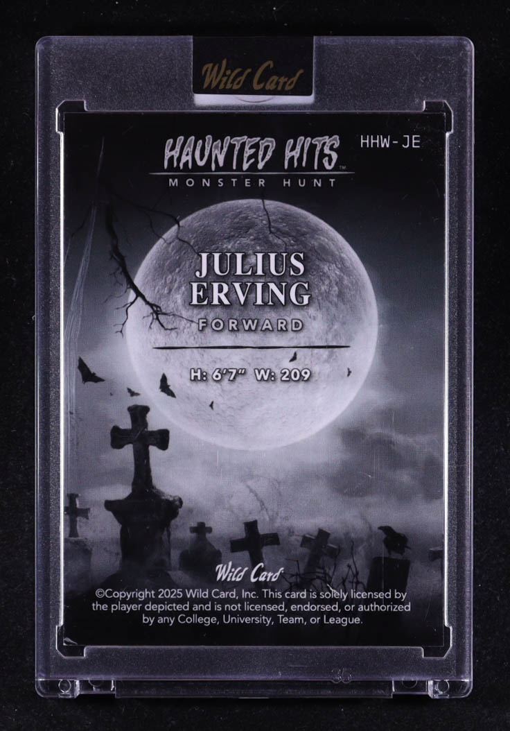 Julius Erving 2025 Wild Card Haunted Hits Monster Hunt Woods Yellow Donut Circles #HHW-JE #1/2 at PristineAuction.com Julius Erving 2025 Wild Card Haunted Hits Monster Hunt Woods Yellow Donut Circles #HHW-JE #1/2 at PristineAuction.com