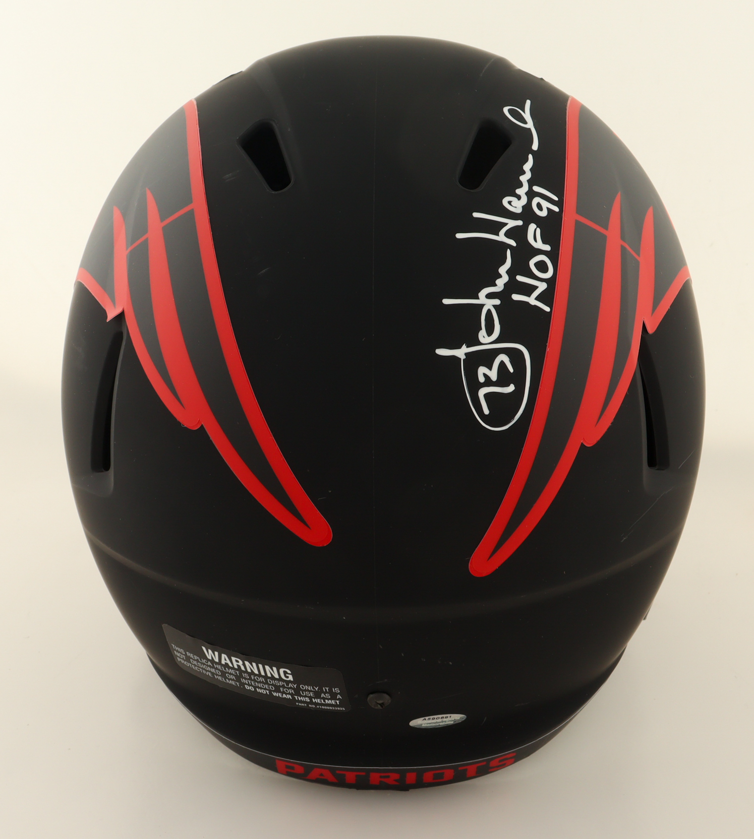 John Hannah Signed Patriots Full-Size Eclipse Alternate Speed Helmet Inscribed "HOF 91" (Schwartz) at PristineAuction.com John Hannah Signed Patriots Full-Size Eclipse Alternate Speed Helmet Inscribed "HOF 91" (Schwartz) at PristineAuction.com