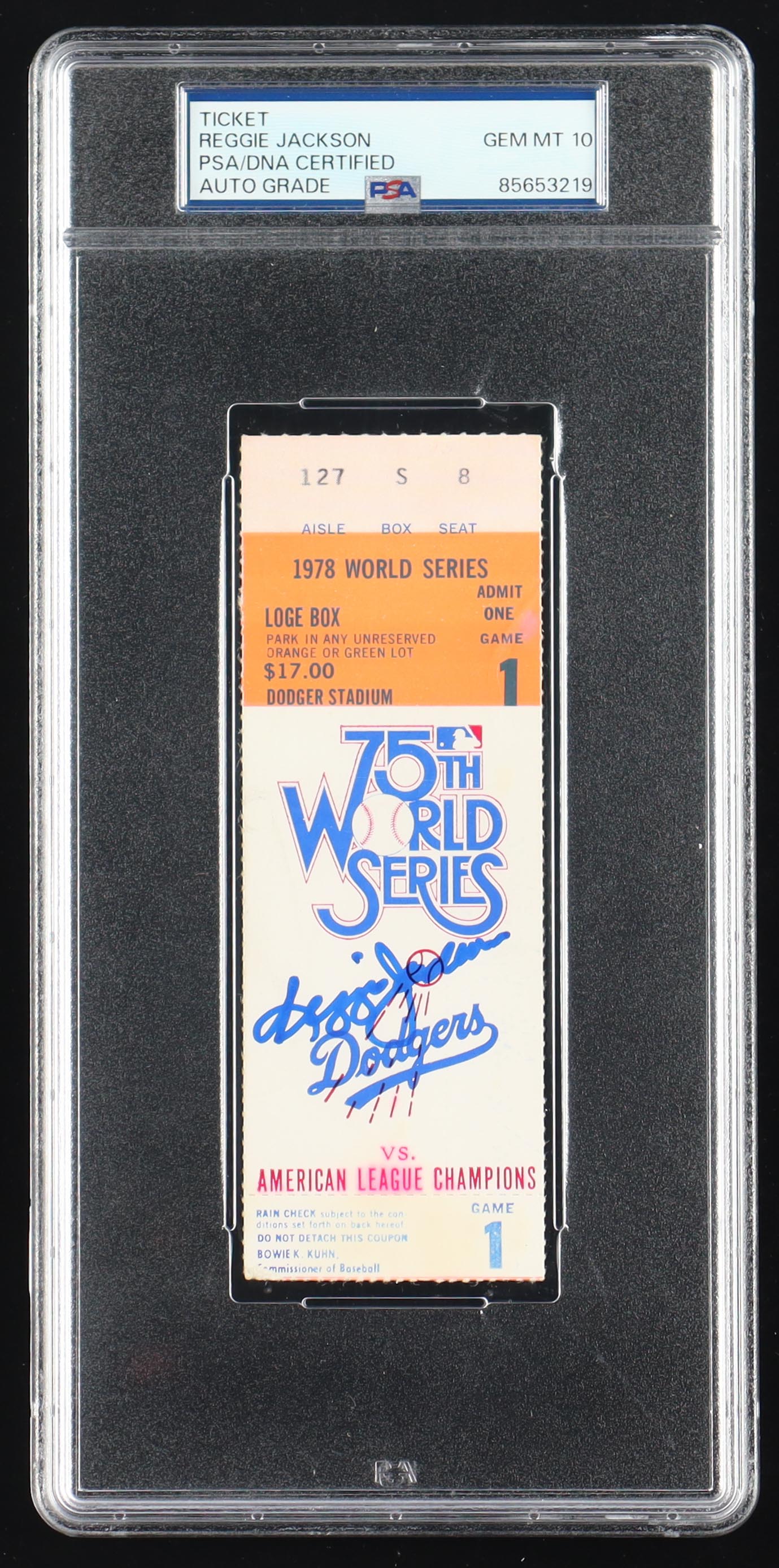 Reggie Jackson Signed 1978 World Series Game Ticket (PSA Auto 10) at PristineAuction.com Reggie Jackson Signed 1978 World Series Game Ticket (PSA Auto 10) at PristineAuction.com