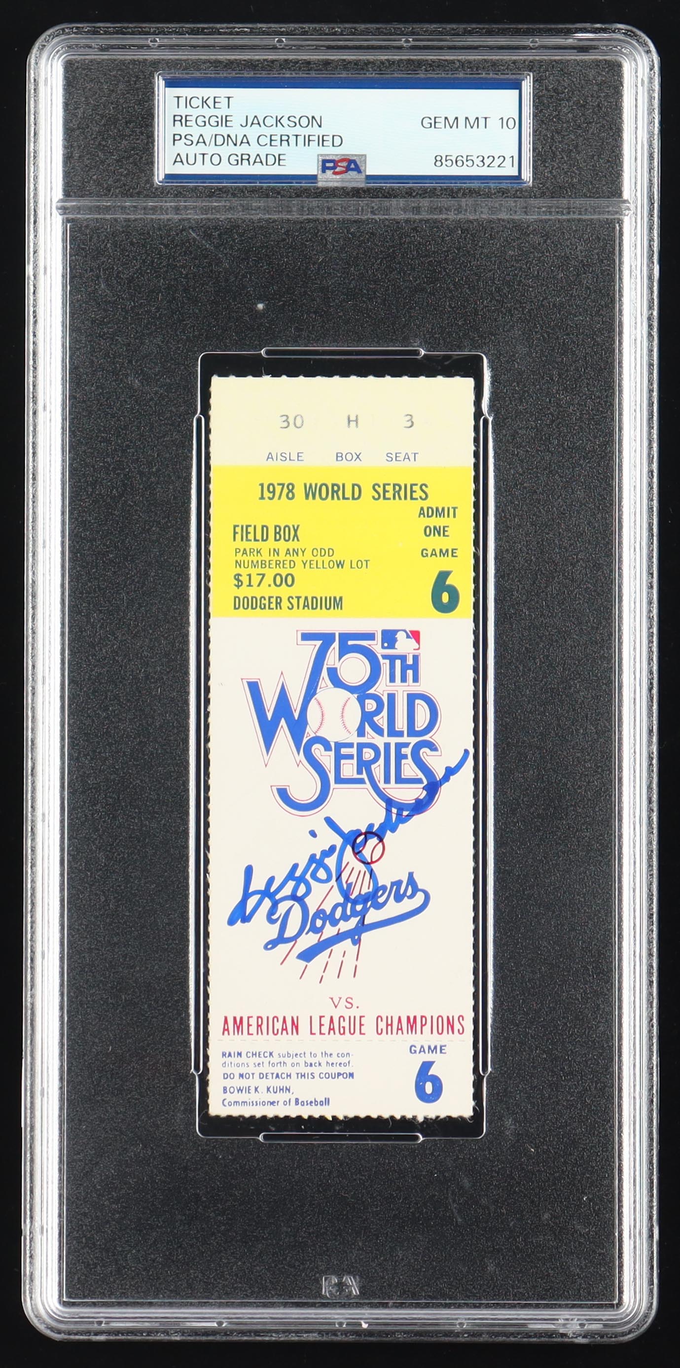 Reggie Jackson Signed 1978 World Series Game Ticket (PSA Auto 10) at PristineAuction.com Reggie Jackson Signed 1978 World Series Game Ticket (PSA Auto 10) at PristineAuction.com