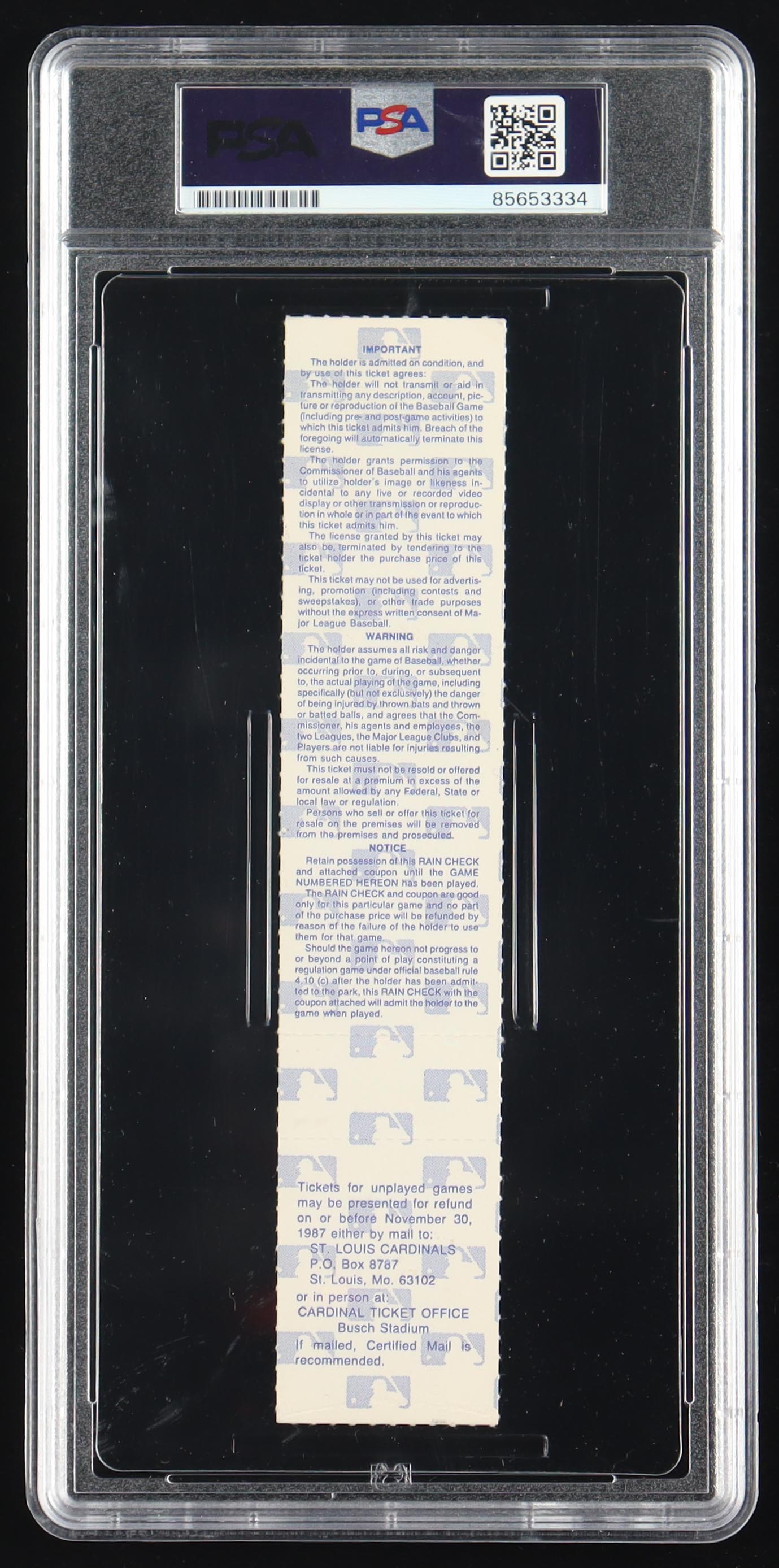 Ozzie Smith Signed 1987 World Series Game Ticket (PSA Auto 10) at PristineAuction.com Ozzie Smith Signed 1987 World Series Game Ticket (PSA Auto 10) at PristineAuction.com