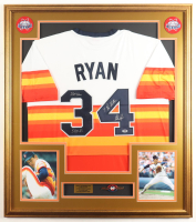 Nolan Ryan Signed Custom Framed Jersey Display Inscribed "324 Wins, 5714 K's & 7 No-Hitters" with HOF Pin (PSA) at PristineAuction.com